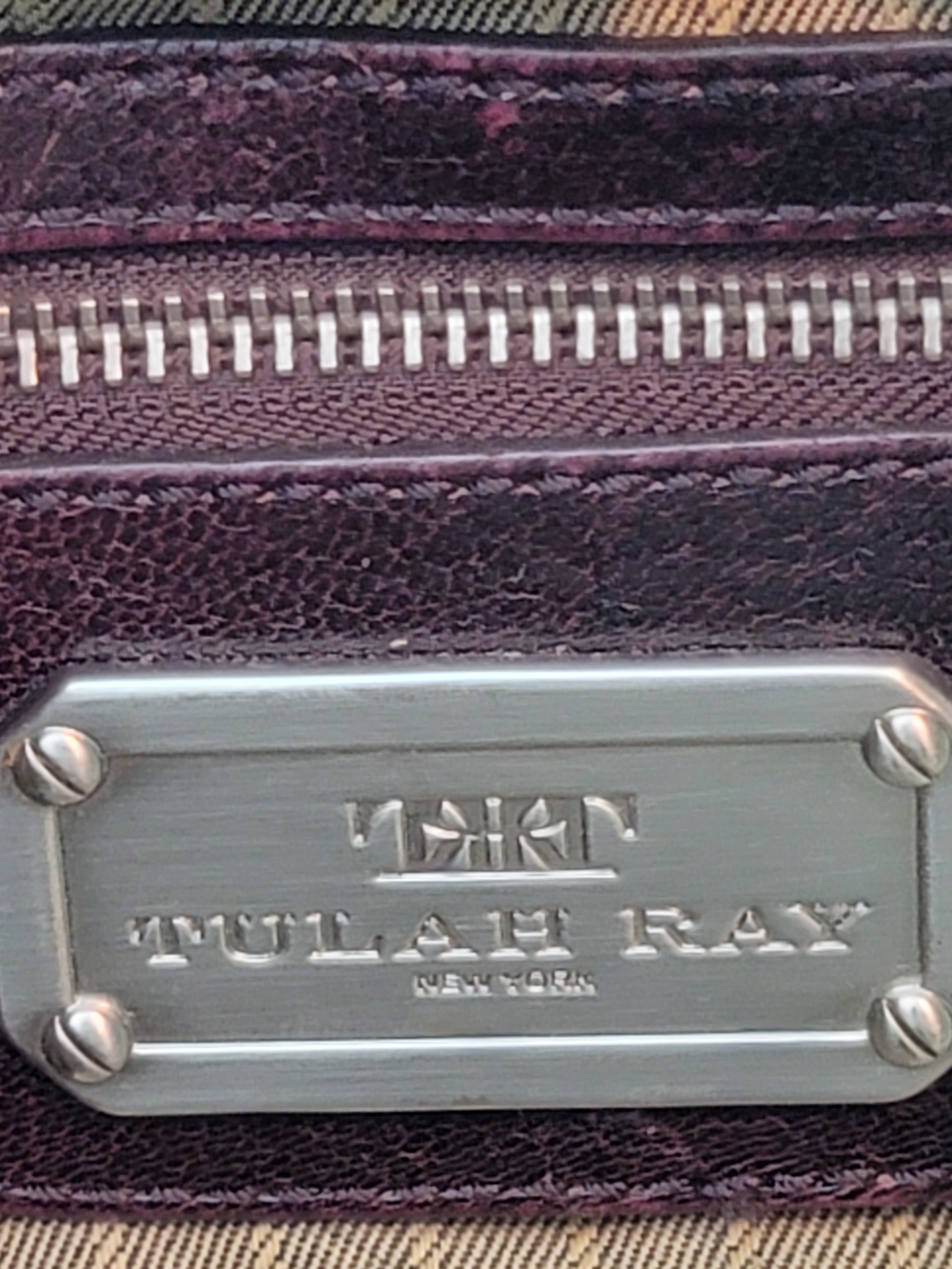 Plum Quilted Leather Shoulder Bag with Center Zip - Picture 10 of 12